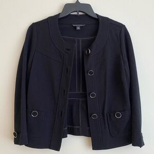 BANANA REPUBLIC Black Structured 2 Pocket Peplum Back Jacket